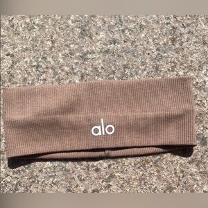 ALO Yoga Taupe Ribbed Logo Headband